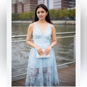 Dress The Population Audrey Sleeveless Lace Overlay Midi Dress Anthropologie NWT